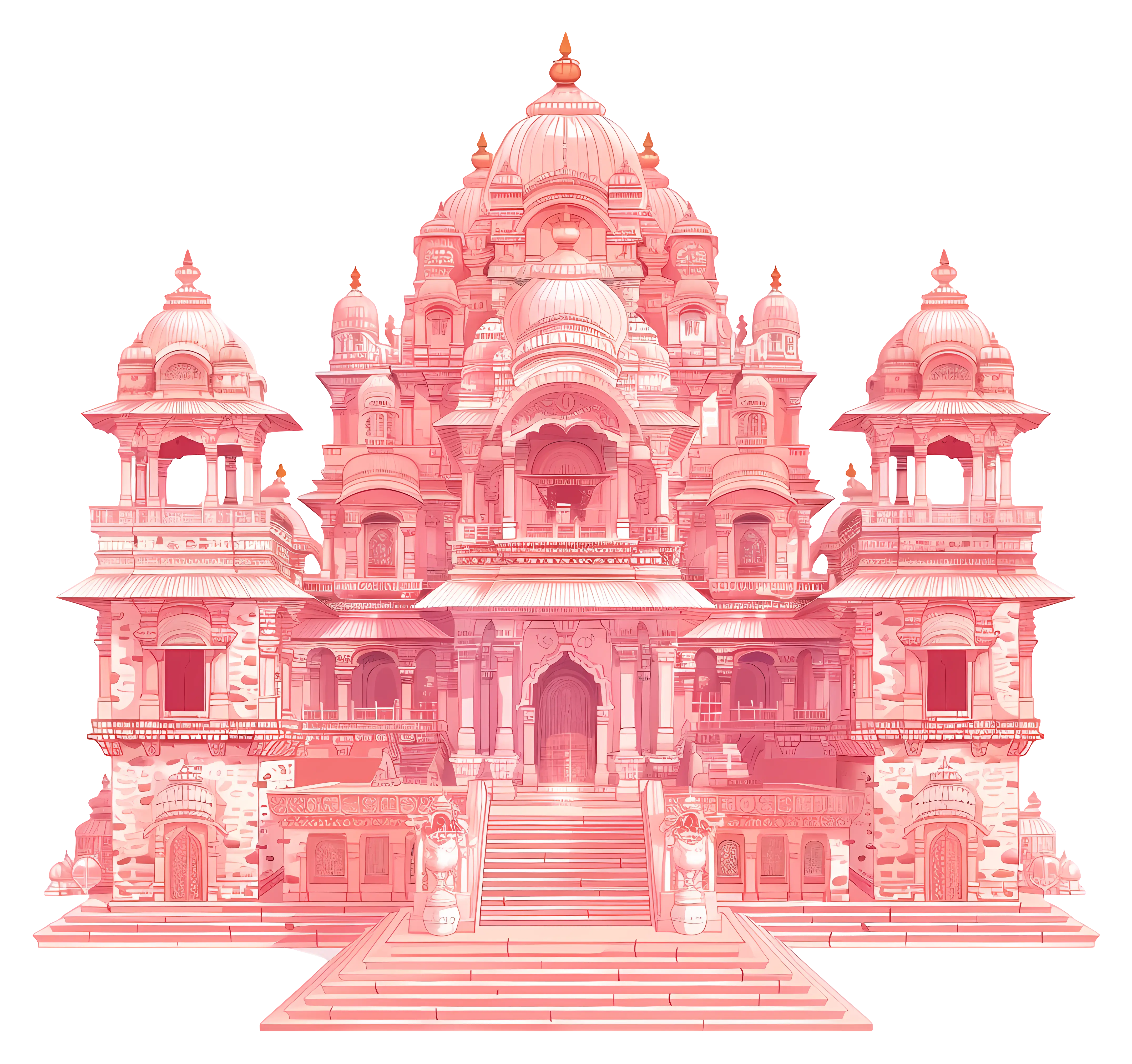 Beautiful Pink Indian Temple with Intricate Design