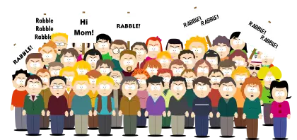 Cartoon Crowd with Signs