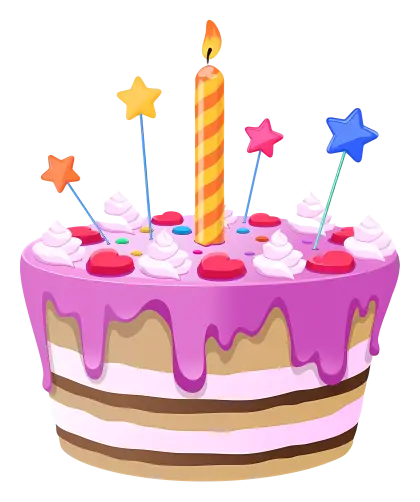 Pink Frosted Layered Birthday Cake with Candle