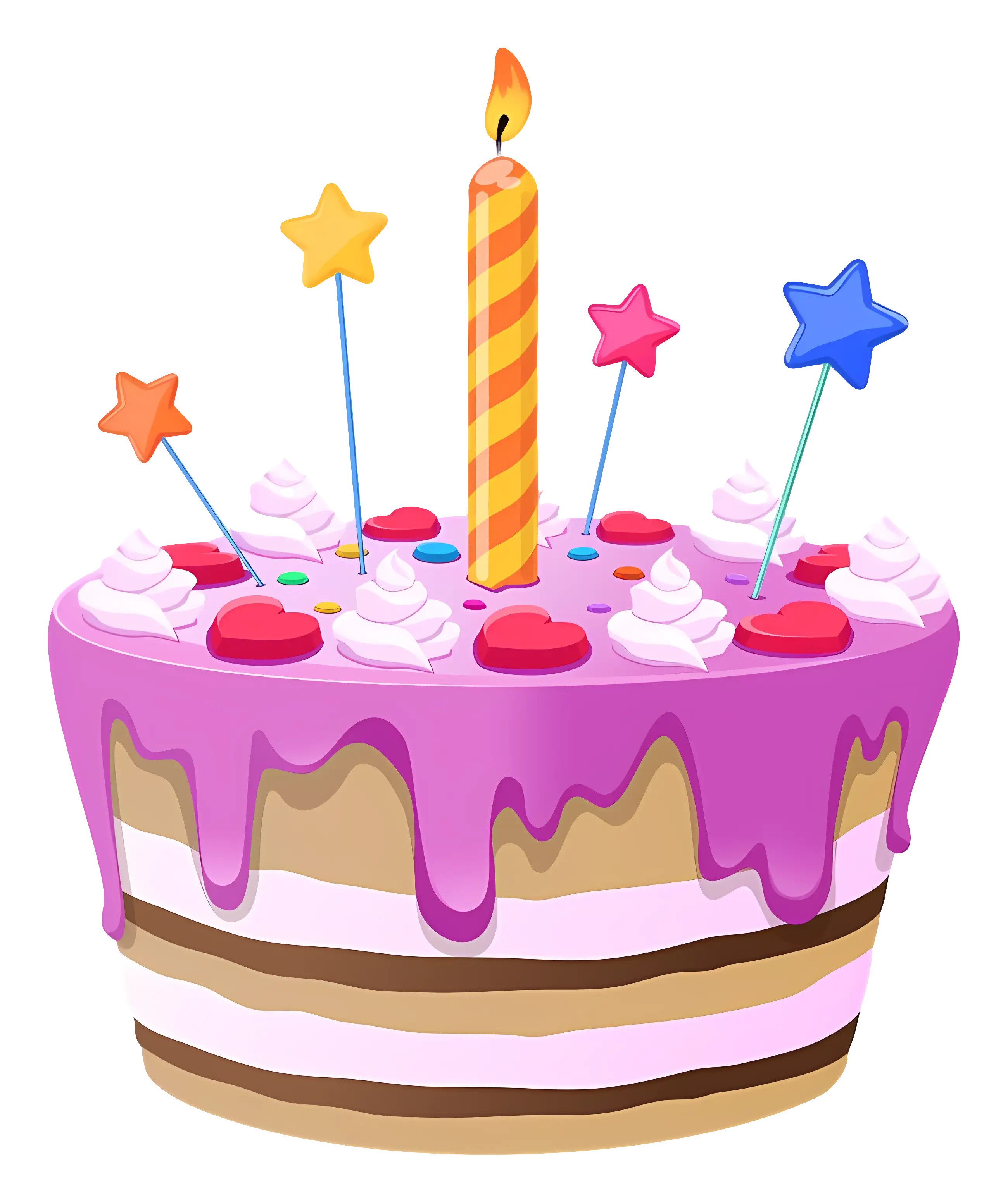 Pink Frosted Layered Birthday Cake with Candle