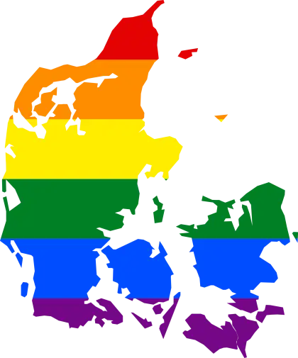 Map of Denmark with Rainbow Colors