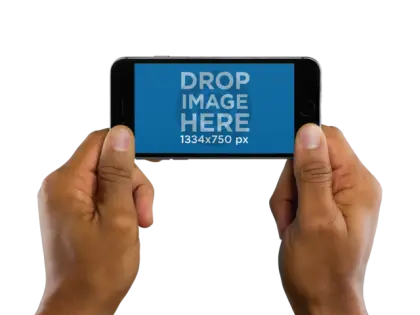 Hands Holding Smartphone with Placeholder Text