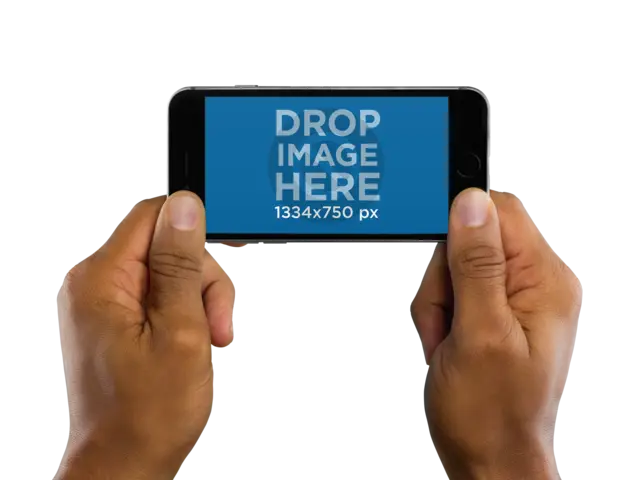 Hands Holding Smartphone with Placeholder Text