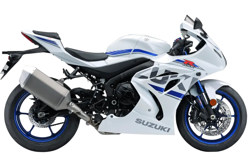 White Sport Motorcycle with Blue Accents
