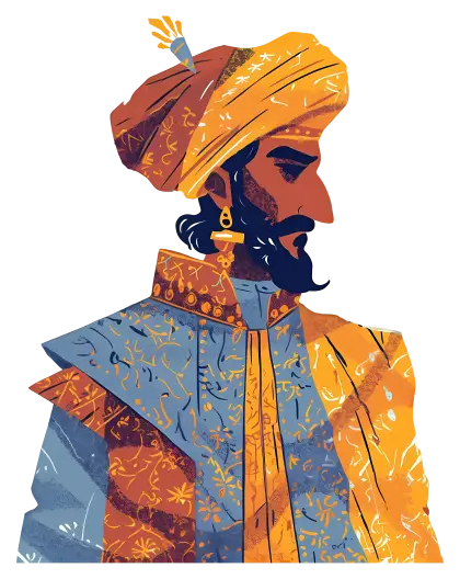Colorful Historical Figure in Traditional Clothing