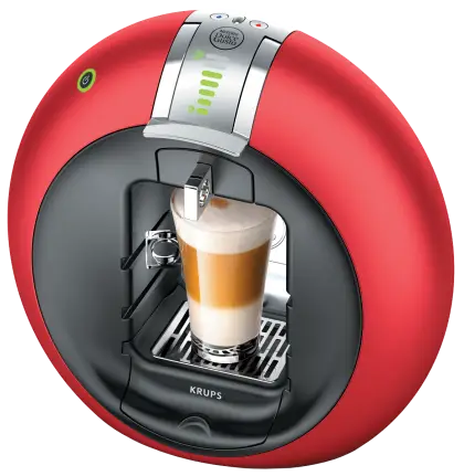 Red Coffee Machine Making Latte
