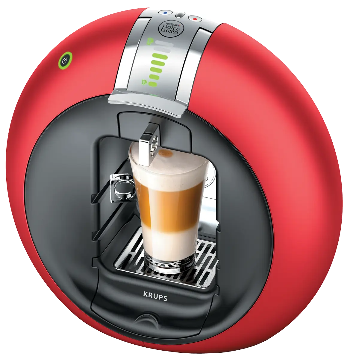 Red Coffee Machine Making Latte