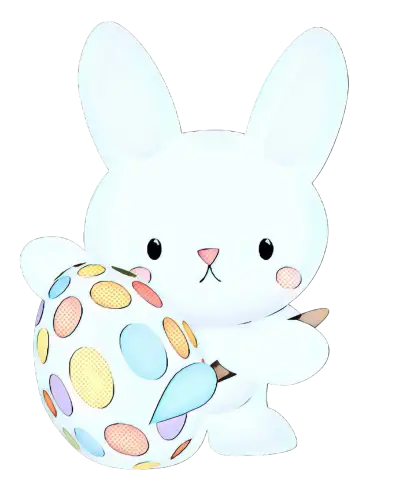 Easter Bunny Holding Decorated Egg