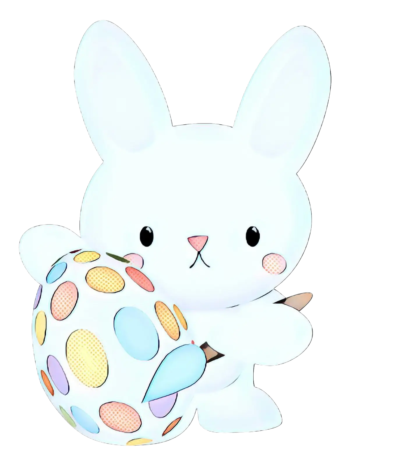 Easter Bunny Holding Decorated Egg