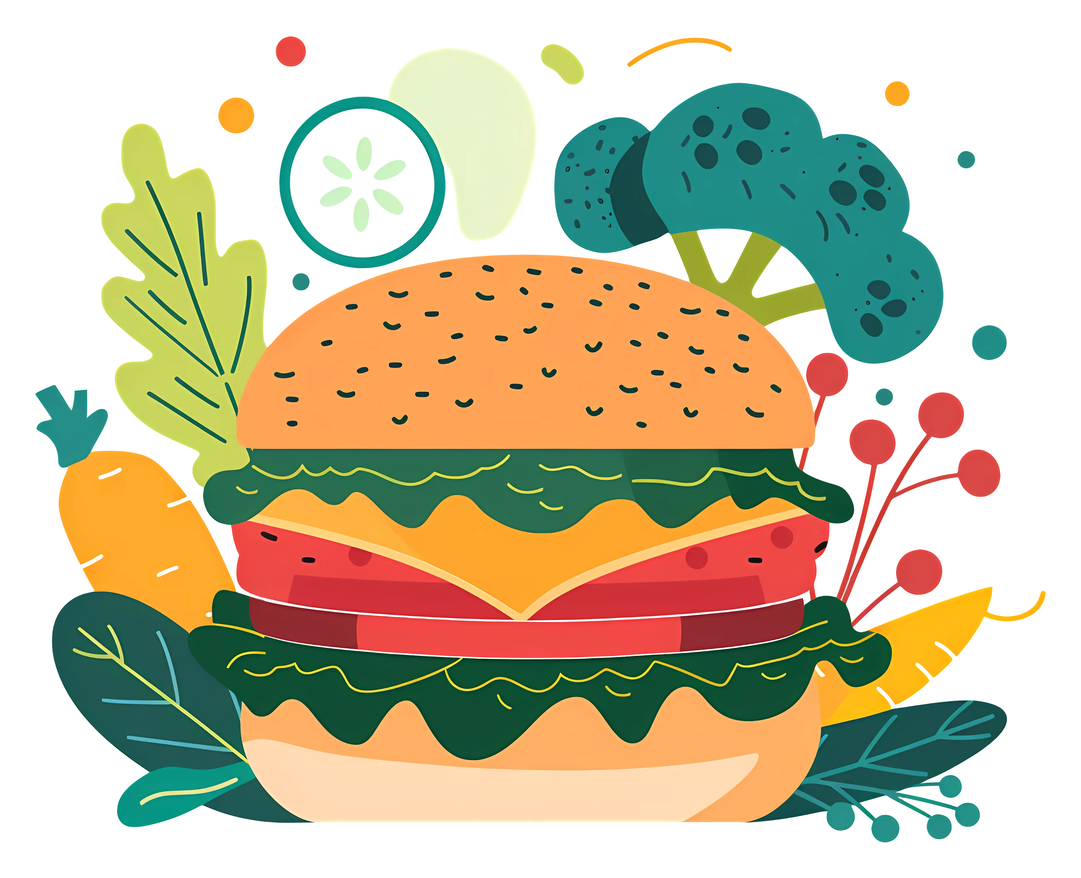 Colorful Vegetarian Burger with Fresh Vegetables