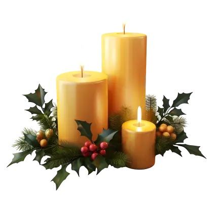 Holiday Candles with Holly Decoration