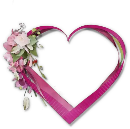 Pink Floral Heart Ribbon Design