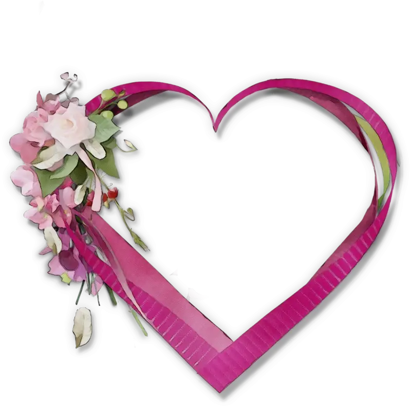 Pink Floral Heart Ribbon Design