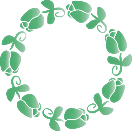 Green Floral Wreath Cartoon Illustration