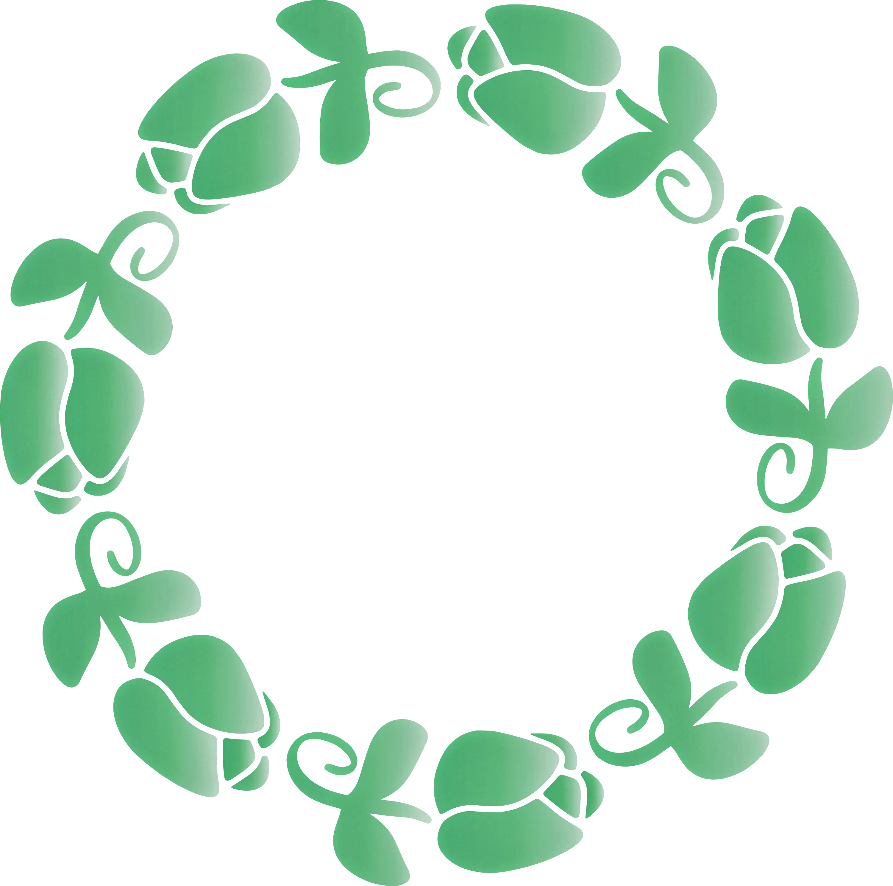 Green Floral Wreath Cartoon Illustration