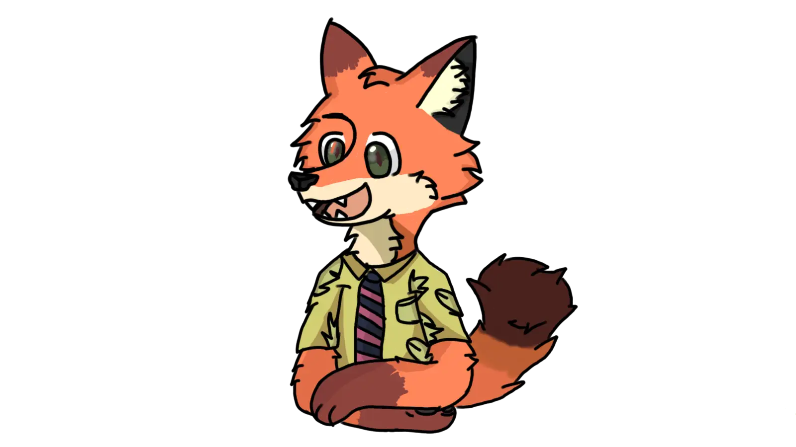 Playful Cartoon Fox in Tie