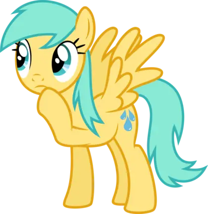 Yellow Cartoon Pony with Wings and Blue Mane