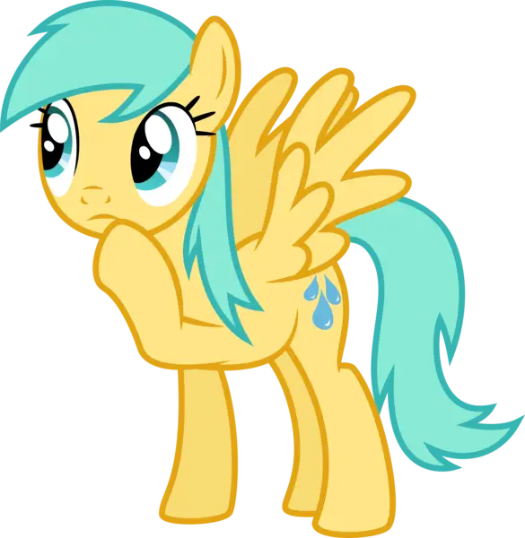 Yellow Cartoon Pony with Wings and Blue Mane