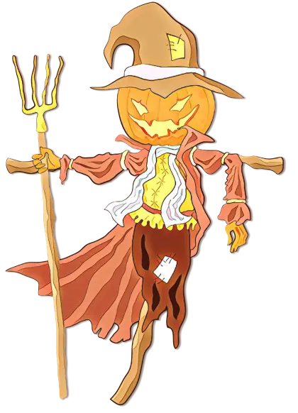 Halloween Pumpkin Scarecrow Illustration