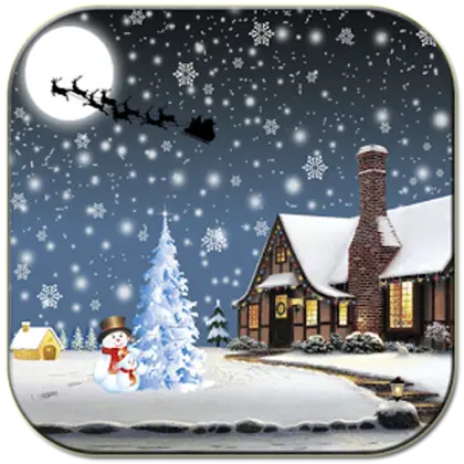Christmas Night Scene with Santa