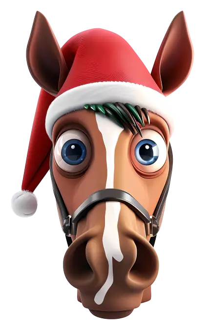 Horse Head with Santa Hat