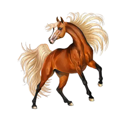 Prancing Brown Horse with Flowing Mane