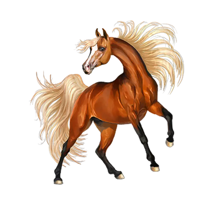 Prancing Brown Horse with Flowing Mane