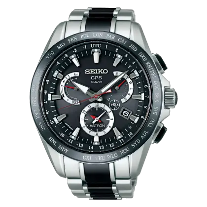 Seiko Black and Silver Chronograph Wristwatch
