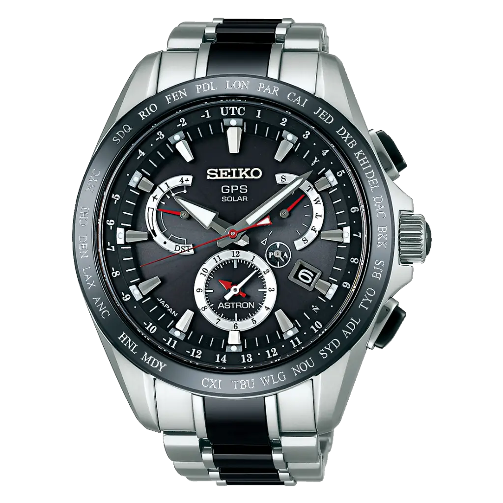 Seiko Black and Silver Chronograph Wristwatch