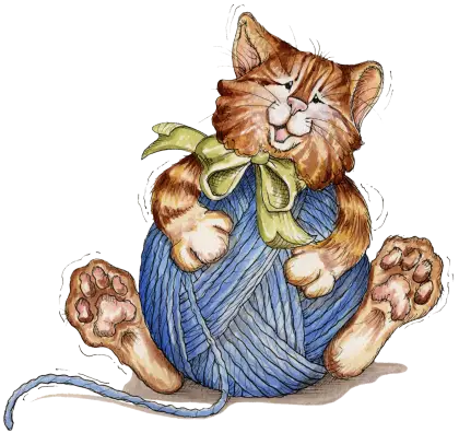 Cute Cat Playing with Yarn Illustration