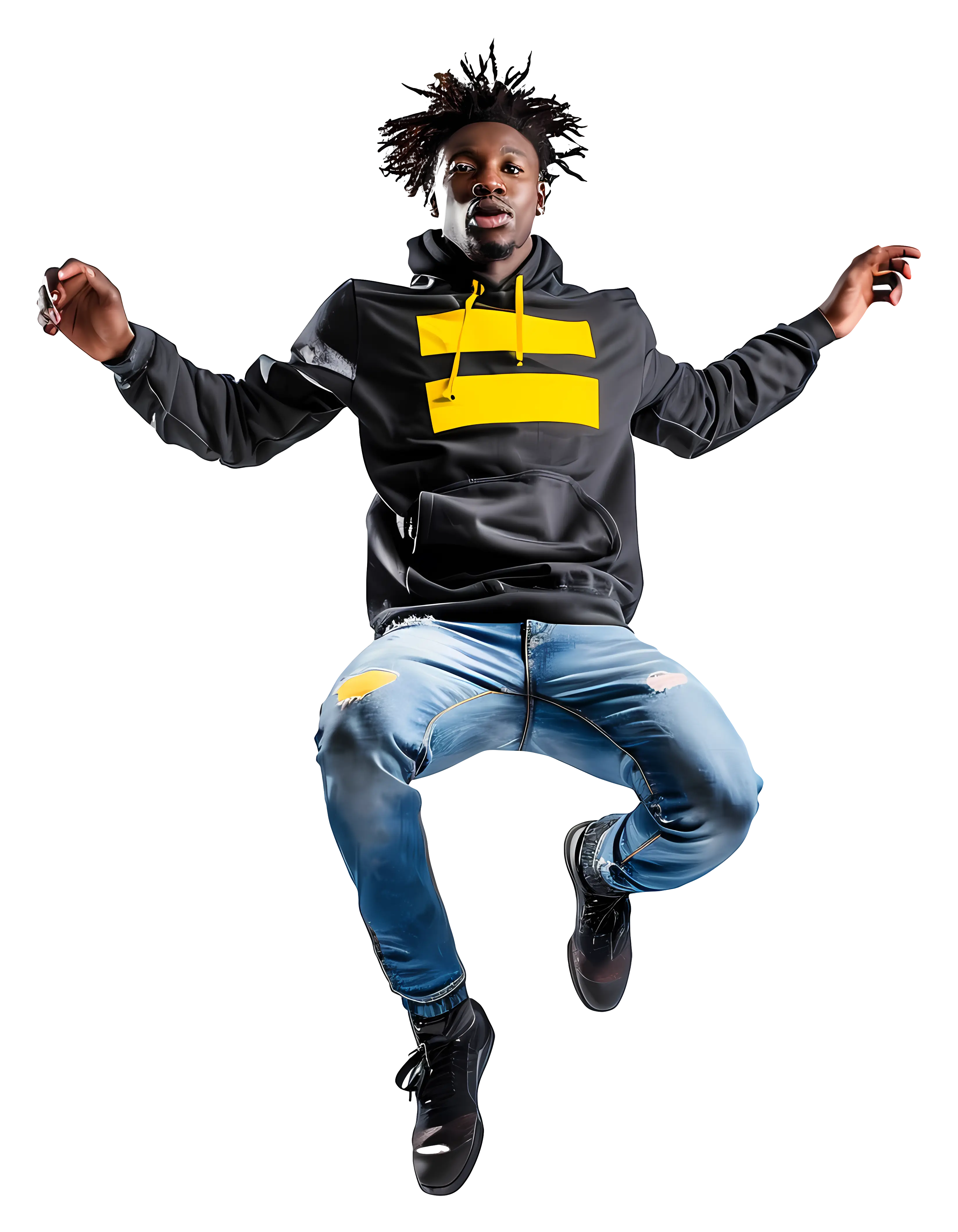 Jumping Man in Casual Outfit