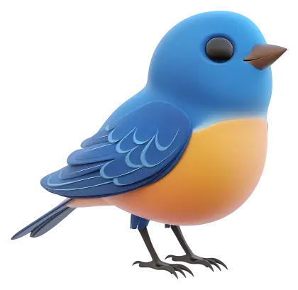 Blue Cartoon Bird Illustration