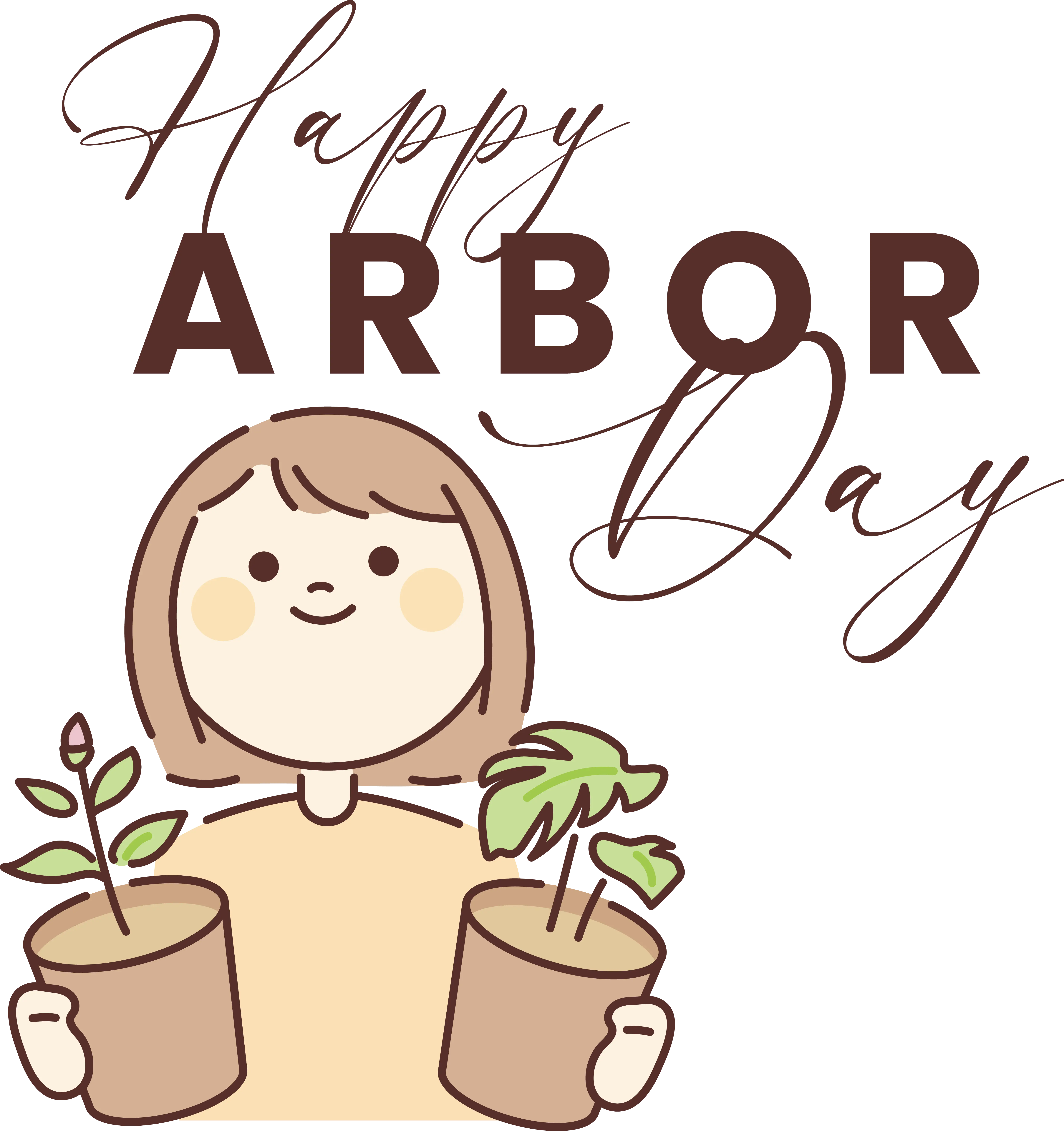 Girl Holding Plants for Arbor Day Celebration