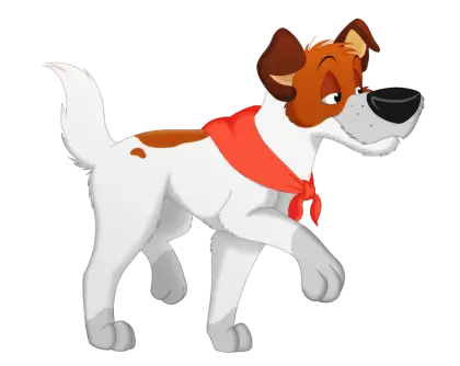 Cartoon Dog with Red Scarf