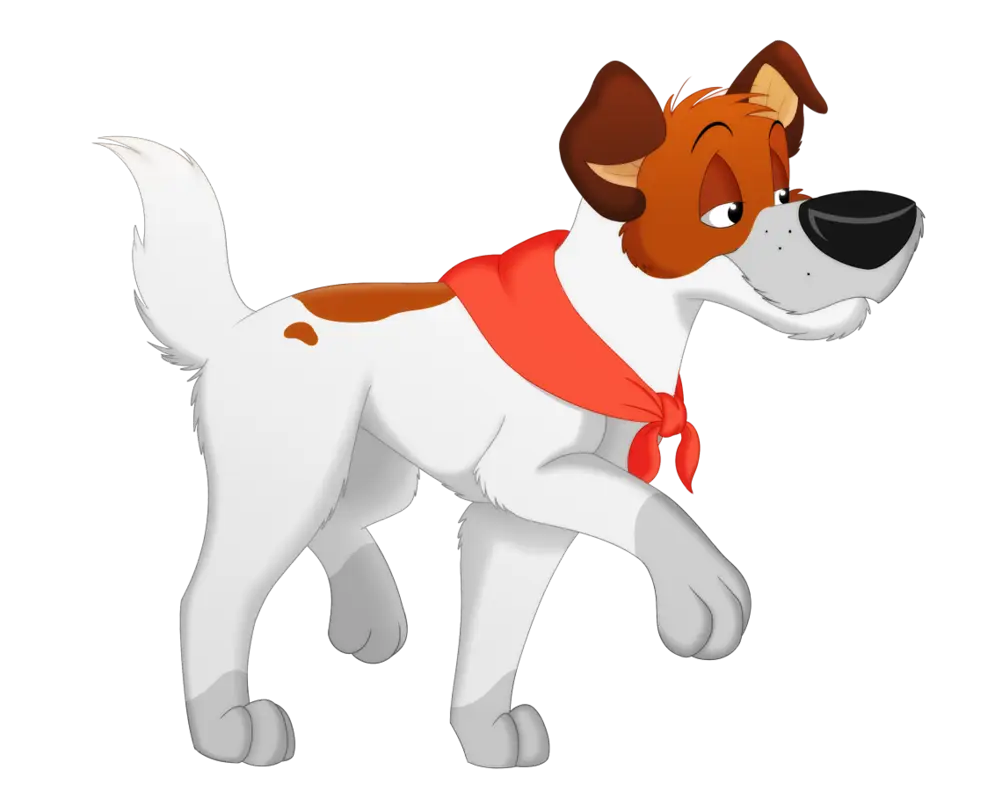 Cartoon Dog with Red Scarf