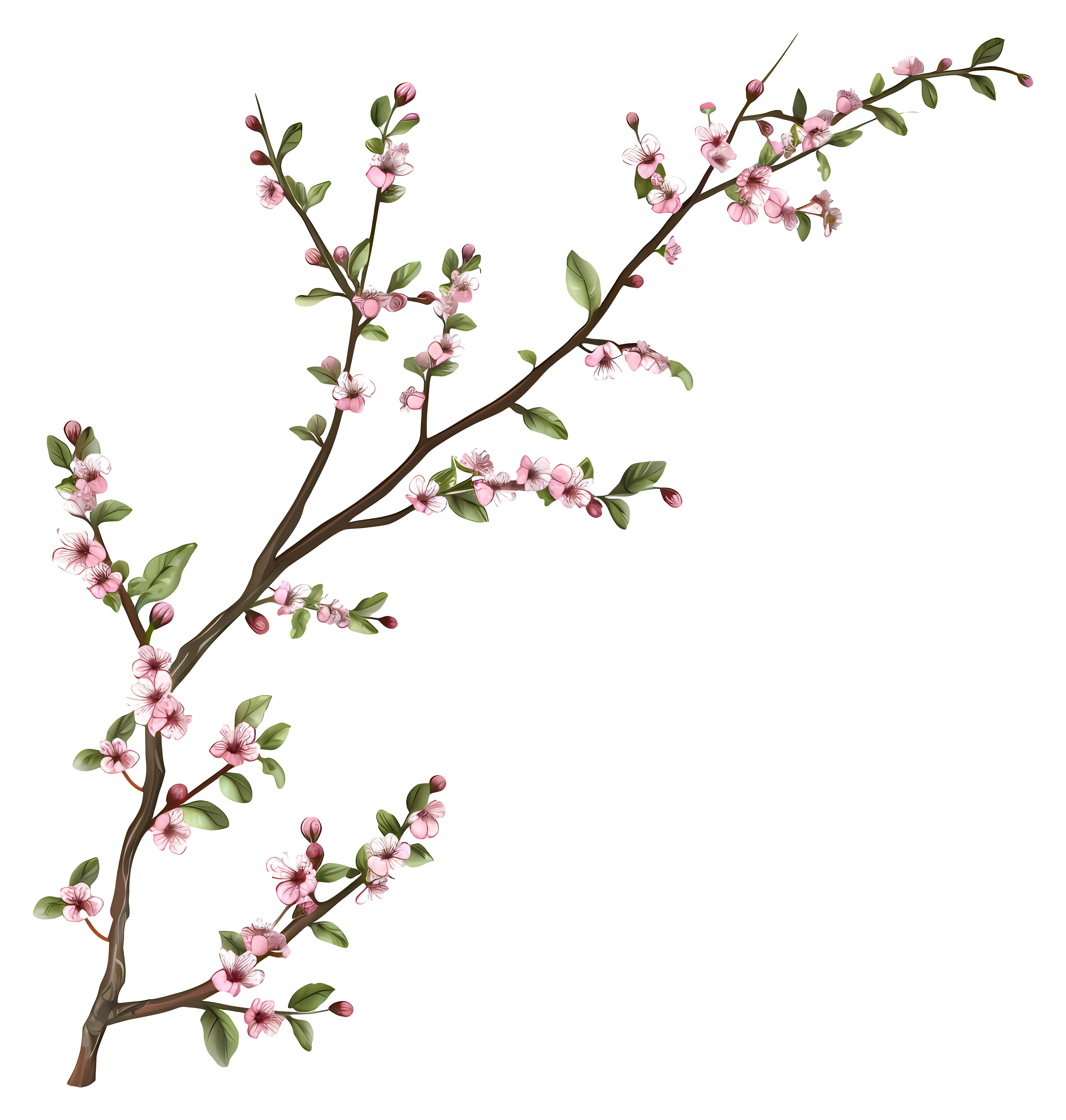 Cherry Blossom Branch Illustration