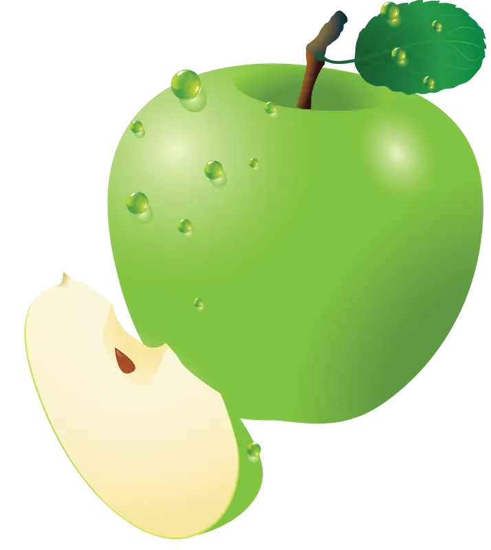 Illustration of Fresh Green Apple with Slice