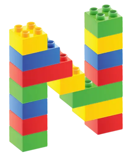 Letter N Built with Colorful Toy Blocks Illustration