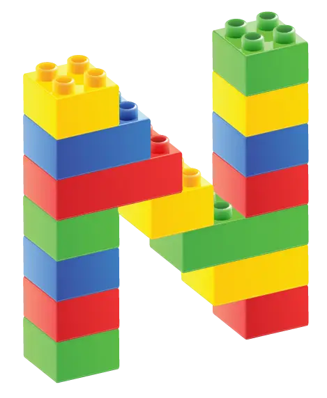 Letter N Built with Colorful Toy Blocks Illustration