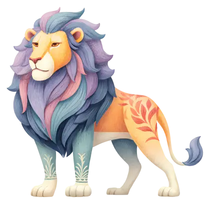 Colorful Lion with Majestic Mane