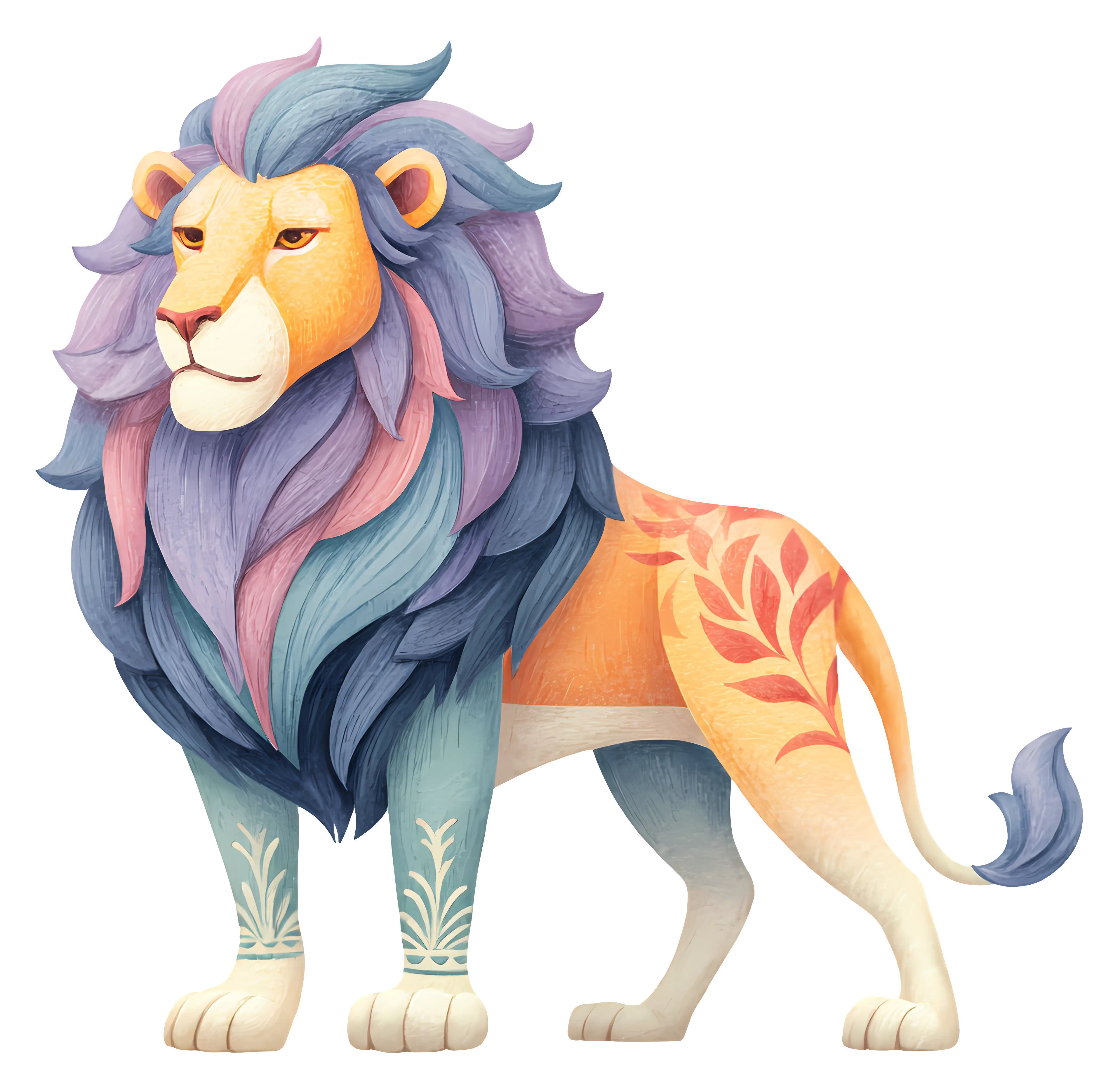 Colorful Lion with Majestic Mane