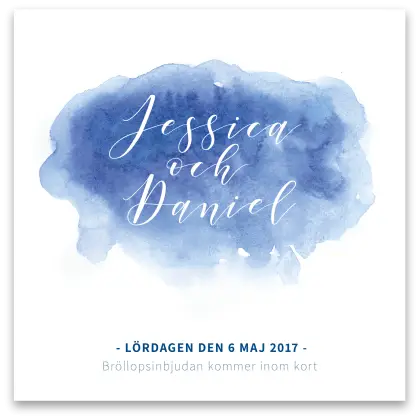 Wedding Invitation with Blue Watercolor
