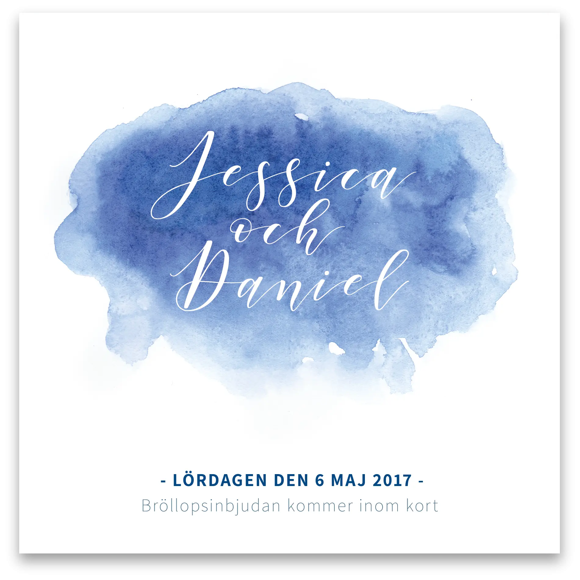 Wedding Invitation with Blue Watercolor