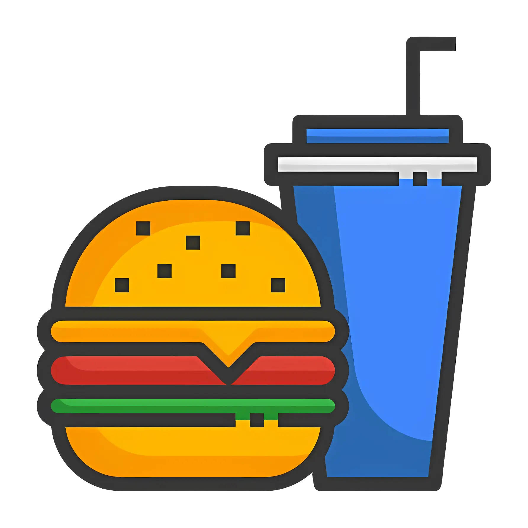 Colorful Burger and Drink Illustration
