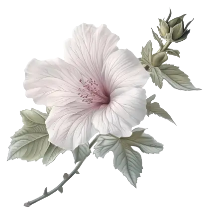Delicate White Hibiscus Flower Illustration