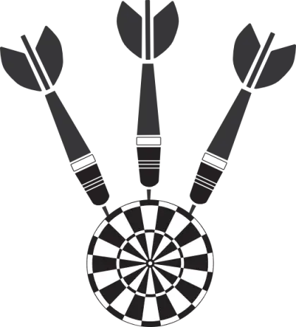 Darts and Target in Black and White