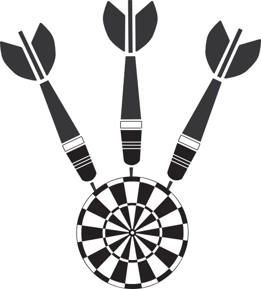 Darts and Target in Black and White