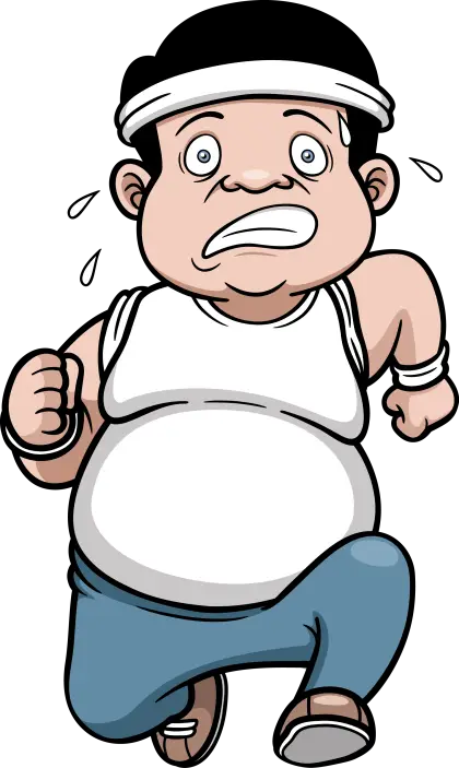 Cartoon Overweight Man Running