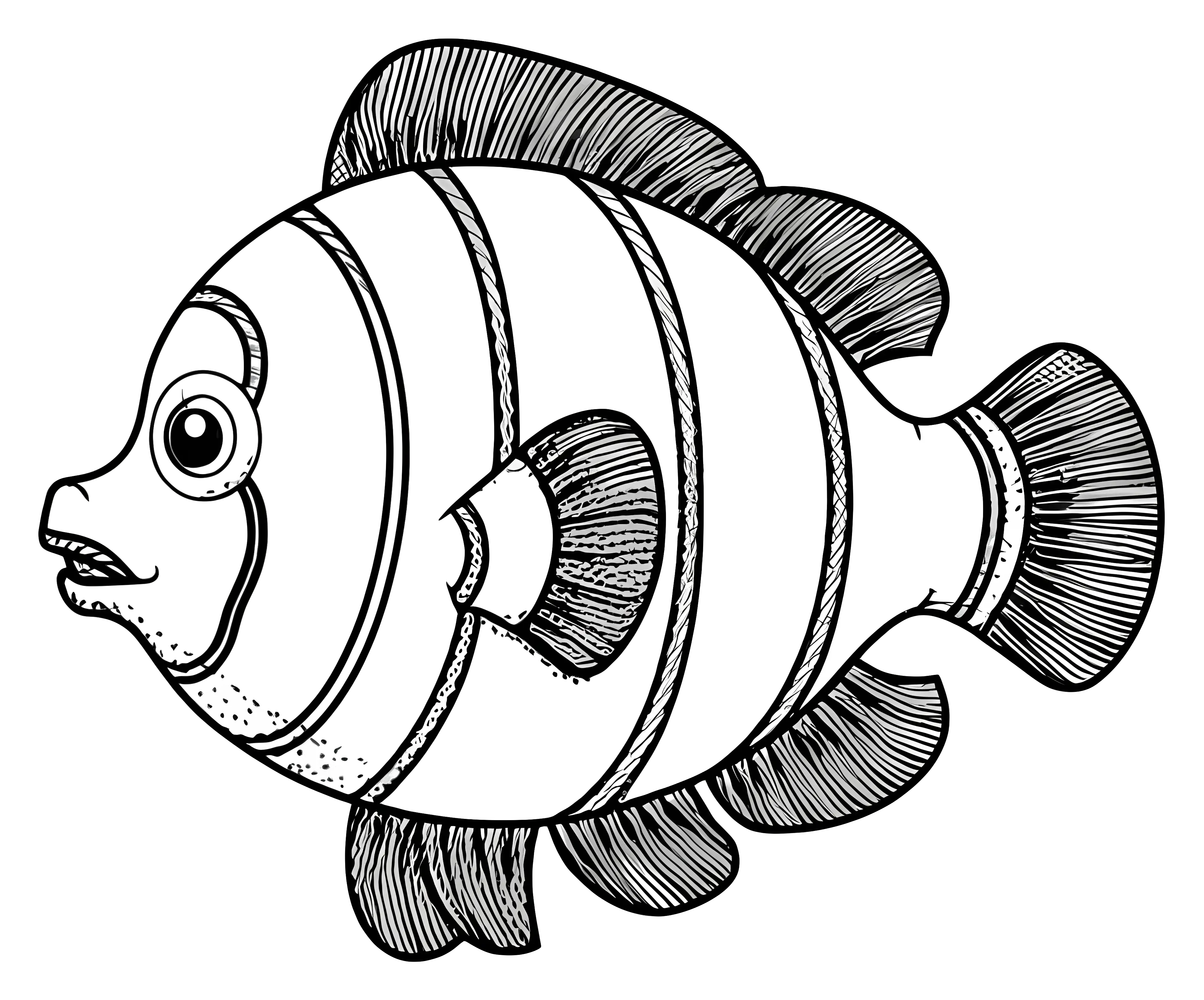 Black and White Clownfish Illustration