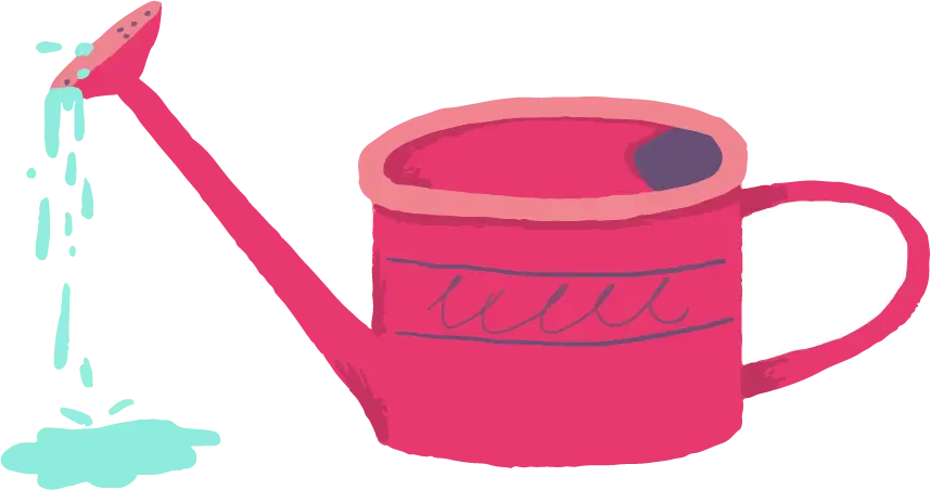 Pink Watering Can with Water Flowing